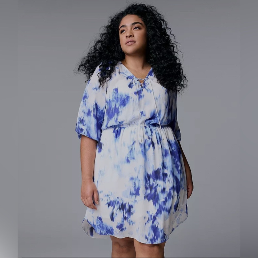 Simply Vera Vera Wang White and Blue Swim Cover-Up